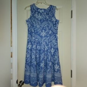 Blue/white dress, size Petite L